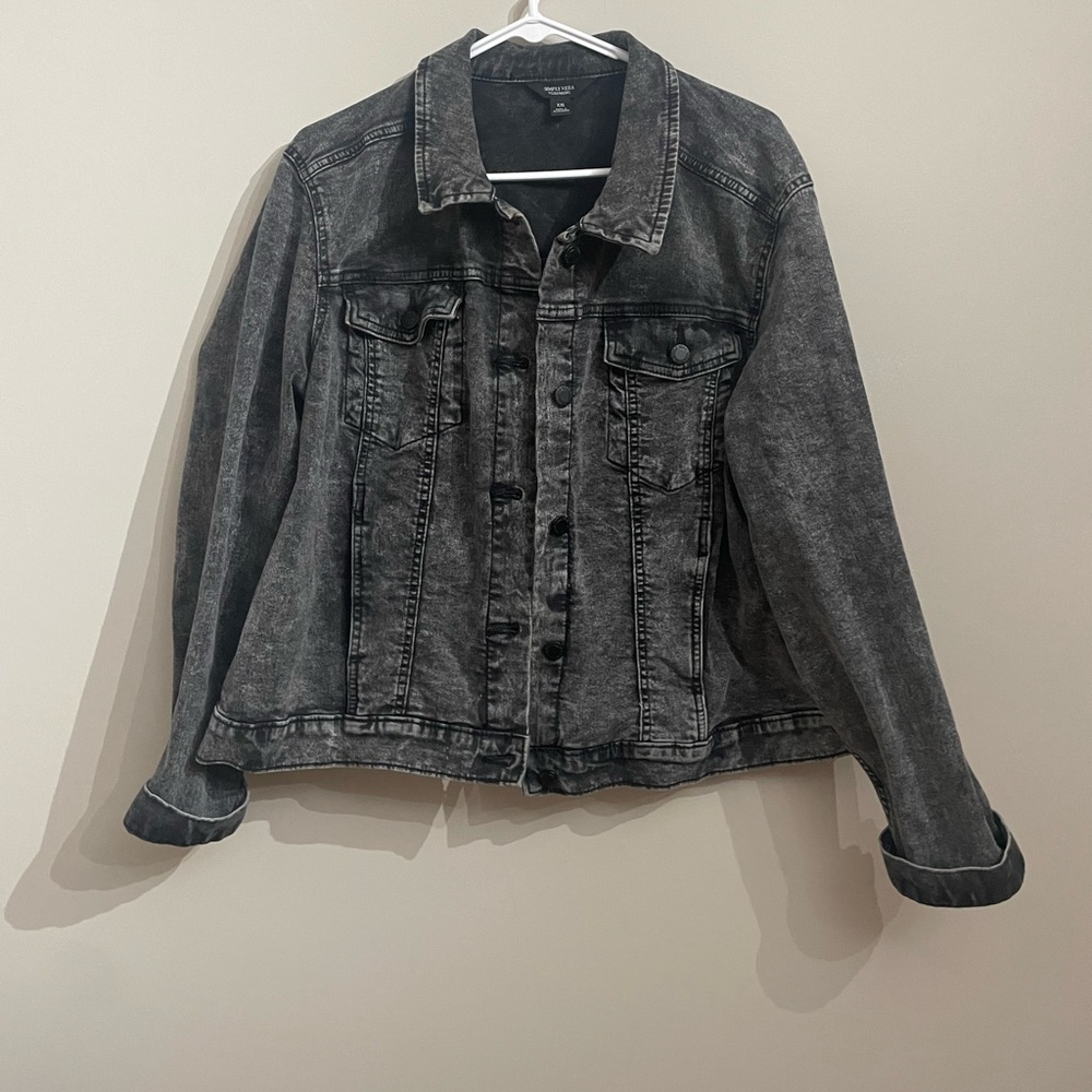 Simply Vera wang, Acid wash black denim jacket, XXL